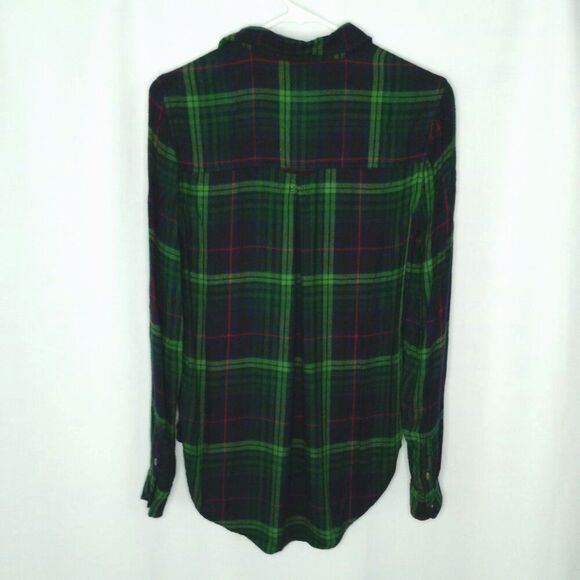 American Eagle Plaid Flannel Shirt Ahhmazinly Soft Boyfriend Fit Button Front XS - Picture 2 of 5